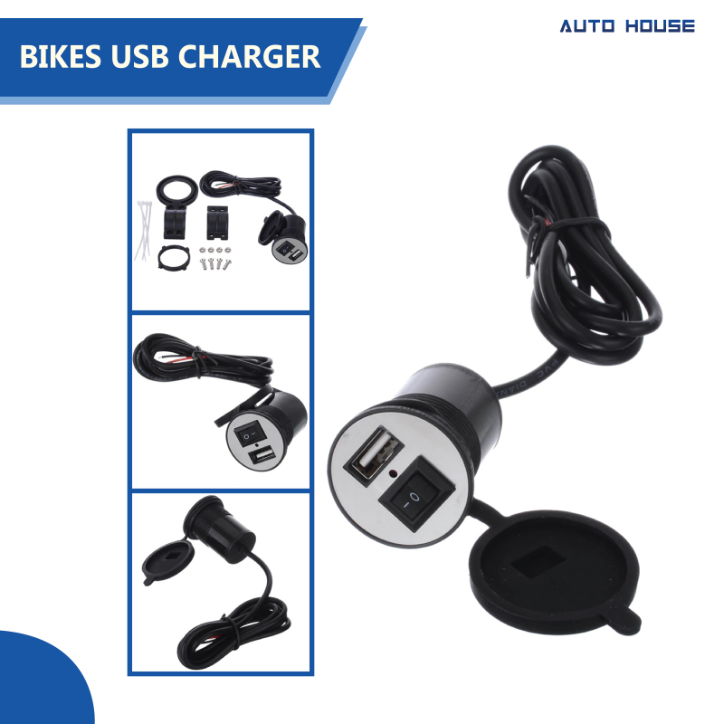 Bikes Mobile Phone USB Charger Port Power Adapter Socket 5V-2.1A